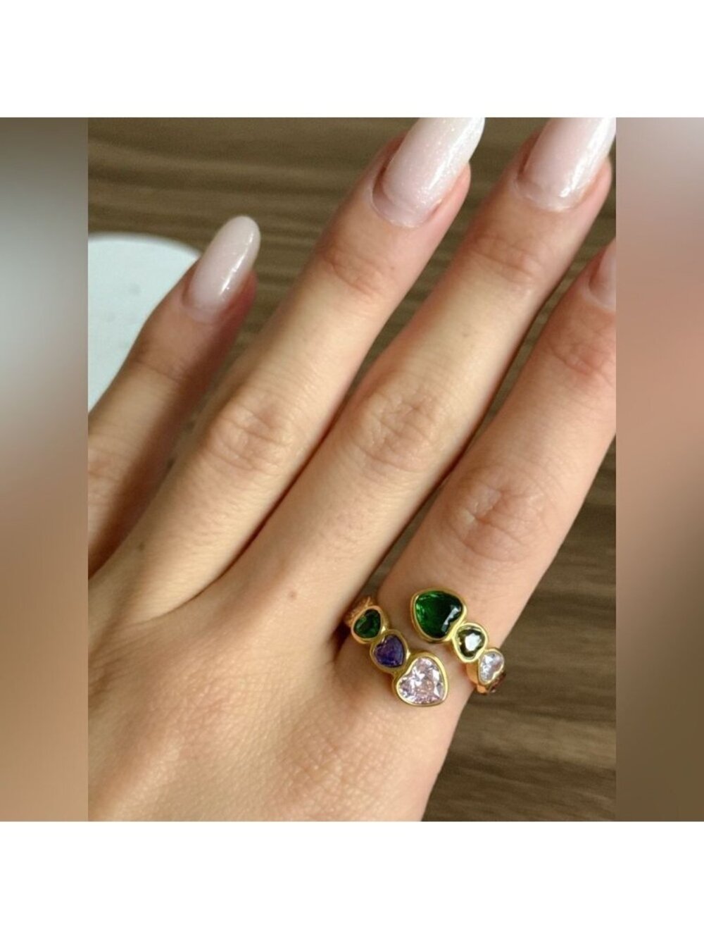 Multicolor Gemstone Ring Q589 - Picture 4 of 6